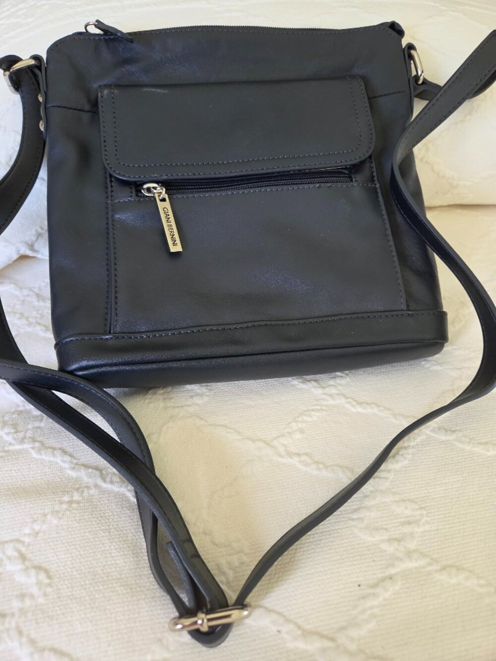 Gianni Bernini "Venice" Black Leather Crossbody